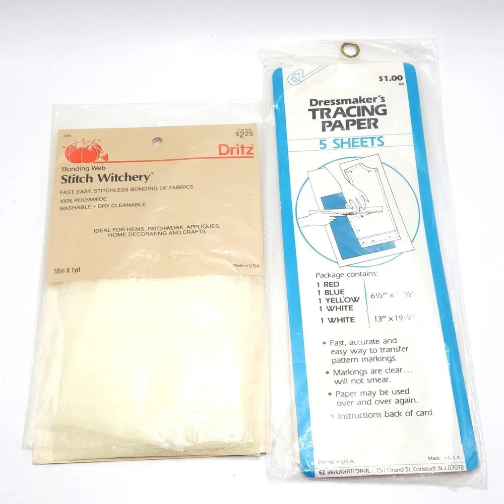 Vintage Traum Penn Dritz Sewing Notions Lot OS Multicolor Tracing Paper Bonding